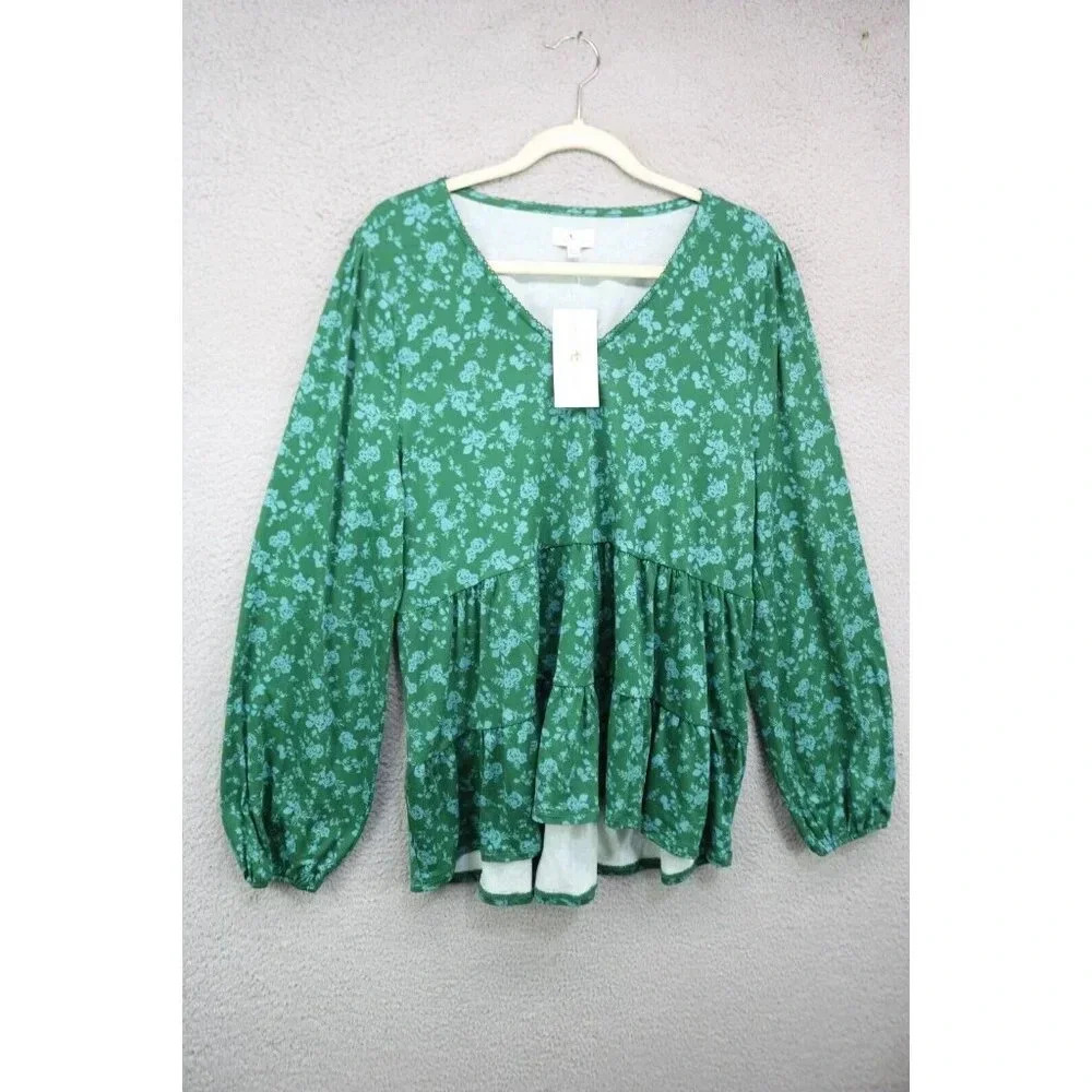 True Craft Long Sleeves Tiered Babydoll Tunic-Size XL-New w/Tags-Cottagecore